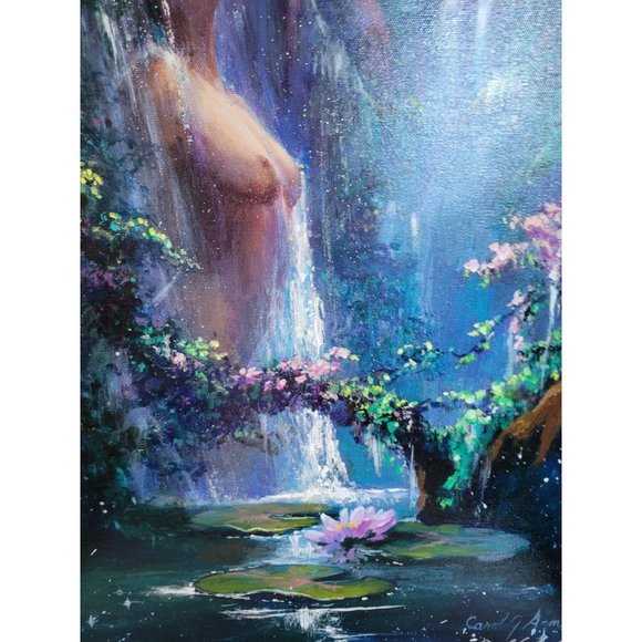 Carol g Armstrong moonlit shower painting acrylic - Picture 4 of 9